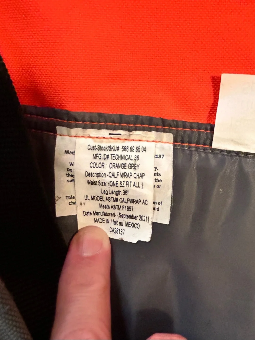 HUSQVARNA Technical Safety Orange Adjustable Chainsaw Apron Chaps 36